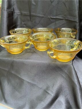 Federal Glass Cream Soup Bowl Patrician Amber, Depression Glass  -Set of 6